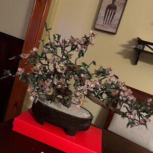 Vintage Large Pink Floral Bonsai Tree Accent RARE